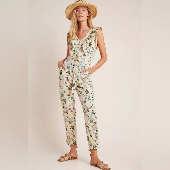 Anthropologie Pants - Anthropologie Violet Ruffled Utility Jumpsuit, Size 4